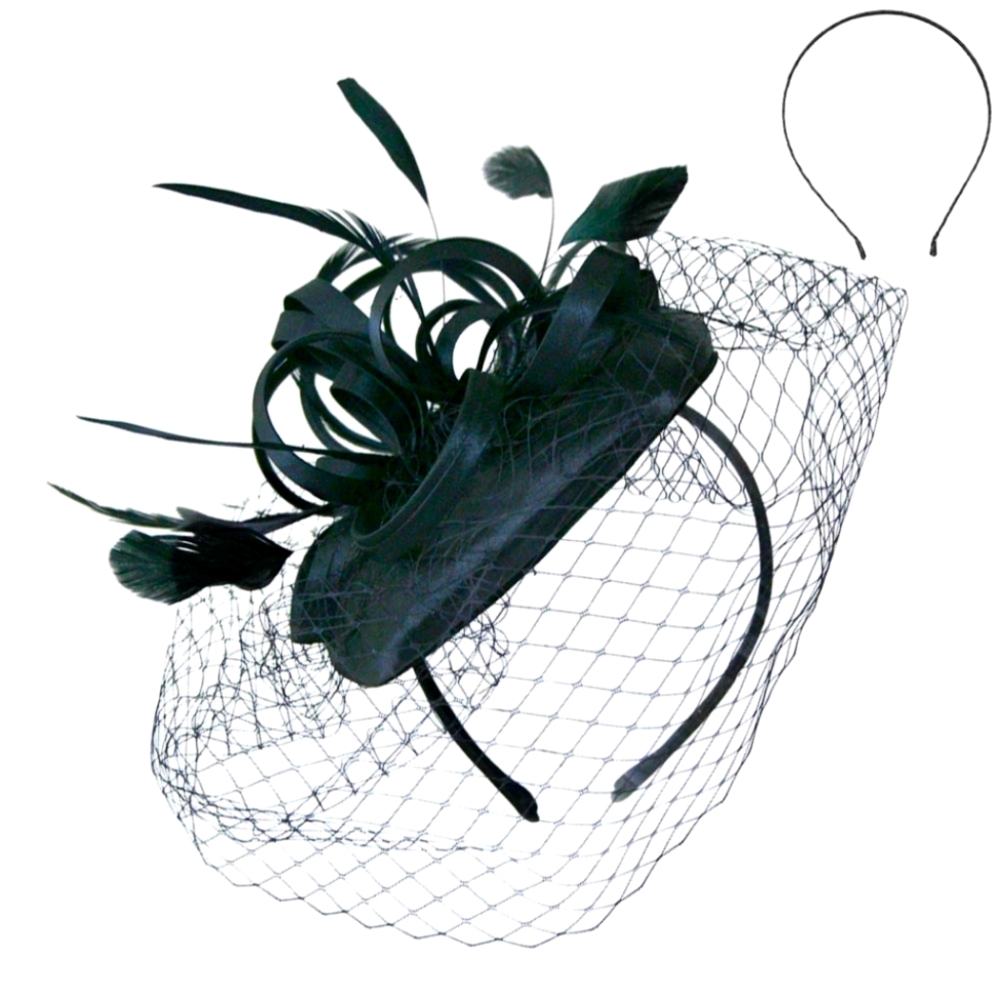 Beloved Millinery Black Pillbox Veil Fascinator Brunch Tea Church Funeral